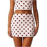 MakeMeChic Women's Polka Dots Mini Skirt Ruched Low Waisted Bodycon Y2K Cute Skirts