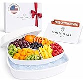 Chilled Serving Tray with Lid 15" - 3-Tier Ice Party Platter with 4 Compartments, Ice Tray, BPA-Free Melamine, Dishwasher &amp; Freezer Safe for Fruits &amp; Vegetables - Cutting Board Included
