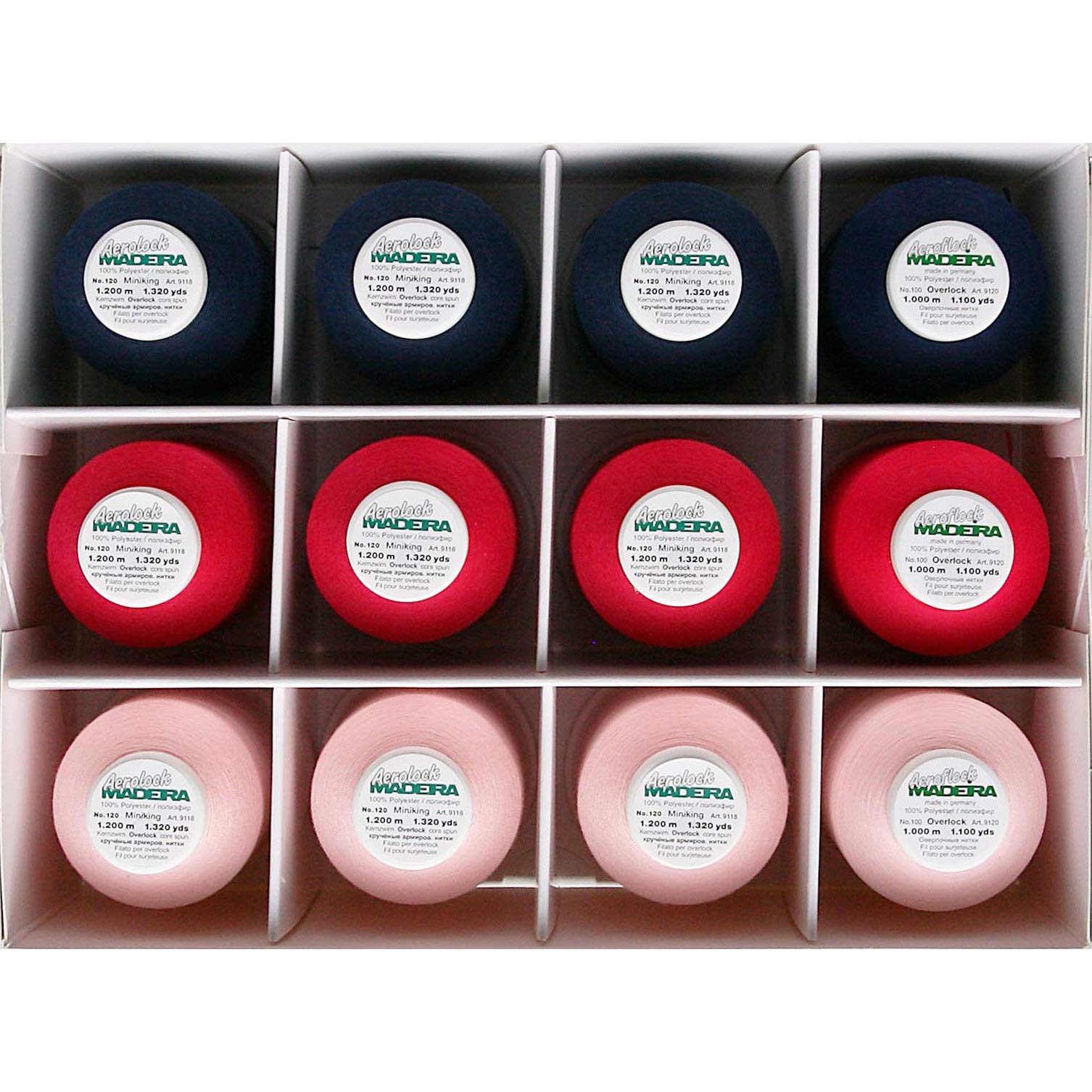 MADEIRA Navy & Pink Aerflock 9120 & Aerolock 9118 Sewing Thread
