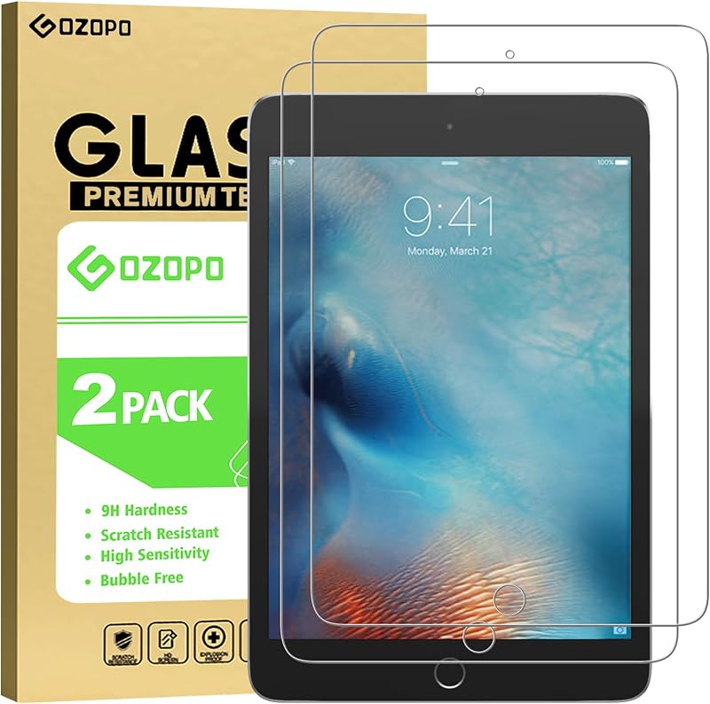 GOZOPO Screen Protector for iPad mini 5/4 9H Glass 2-Pack