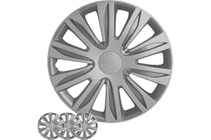 Shirry Group Hubcaps 4-Pack Kit, 14 inch Hub Caps Set of 4 Wheel Covers with Universal Snap-On Retention Rings, 1-Tone ABS Plastic Silver Car Rims for All Models (SG-5083-B-14)