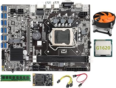 Lodokdre B75 BTC Mining Motherboard 12 PCIe LGA1155 MSATA 128G DDR3 8GB 1600MHz