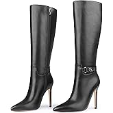 MERUMOTE Stiletto Knee High Boots Women Sexy Pointed Toe Zipper High Heels Boots