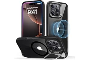 ESR for iPhone 16 Pro Case, Compatible with MagSafe, Military-Grade Protective Case, Built-in Stash Stand Phone Case, Supports Angles Up to 85°, Classic Series, Clear Black
