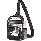 Missnine Clear Bag for Stadium Events Clear Sling Bag Fanny Pack Crossbody Purse for Sport Concert with Side Mesh Pocket