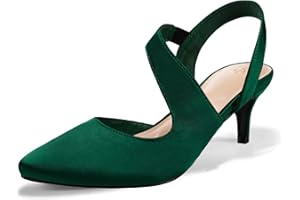 mysoft Women's Pumps 2 inch Low Heel Pointed Toe Slingback Wedding Party Dress Shoes