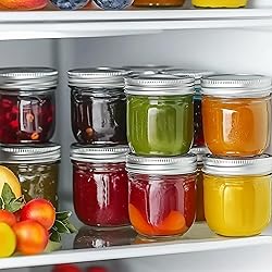 ComSaf Wide Mouth 8 oz Mason Jars with Lids, 6 Pcs