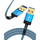 AILKIN USB to USB Cable, Male to Male USB 3.0 A to A Extension Cable, Durable Sided USB Cord for Monitor, Hard Drive, Laptop, Camera, DVD Player, Usba to Usba High-Speed Data Wire 6ft
