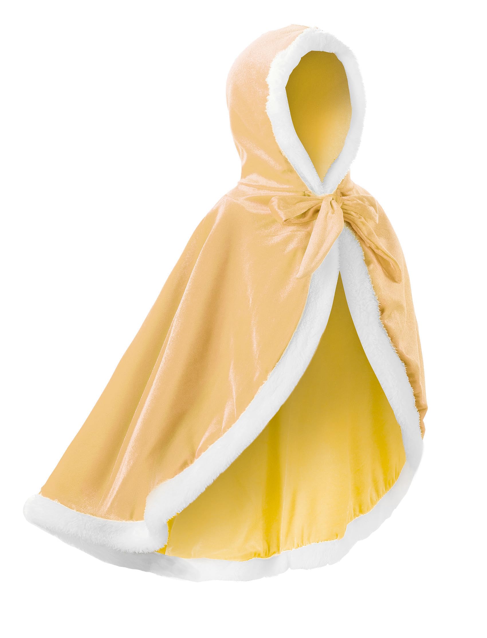 JerrisApparel Girl Cape Wedding Cloak Dress Coat Matching Snow Princess Costume (120, Yellow)