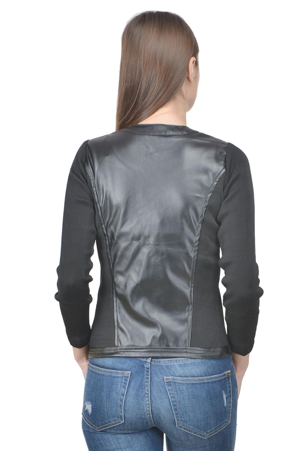 raabta fashion women's faux leather jacket(faux_101_black_small)