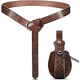 LEIFIDE 2 Pcs Medieval Viking Belt Renaissance Pouch Medieval Leather Belt Pouch Bag Embossed Renaissance Costume Accessories(Brown,Elegant)
