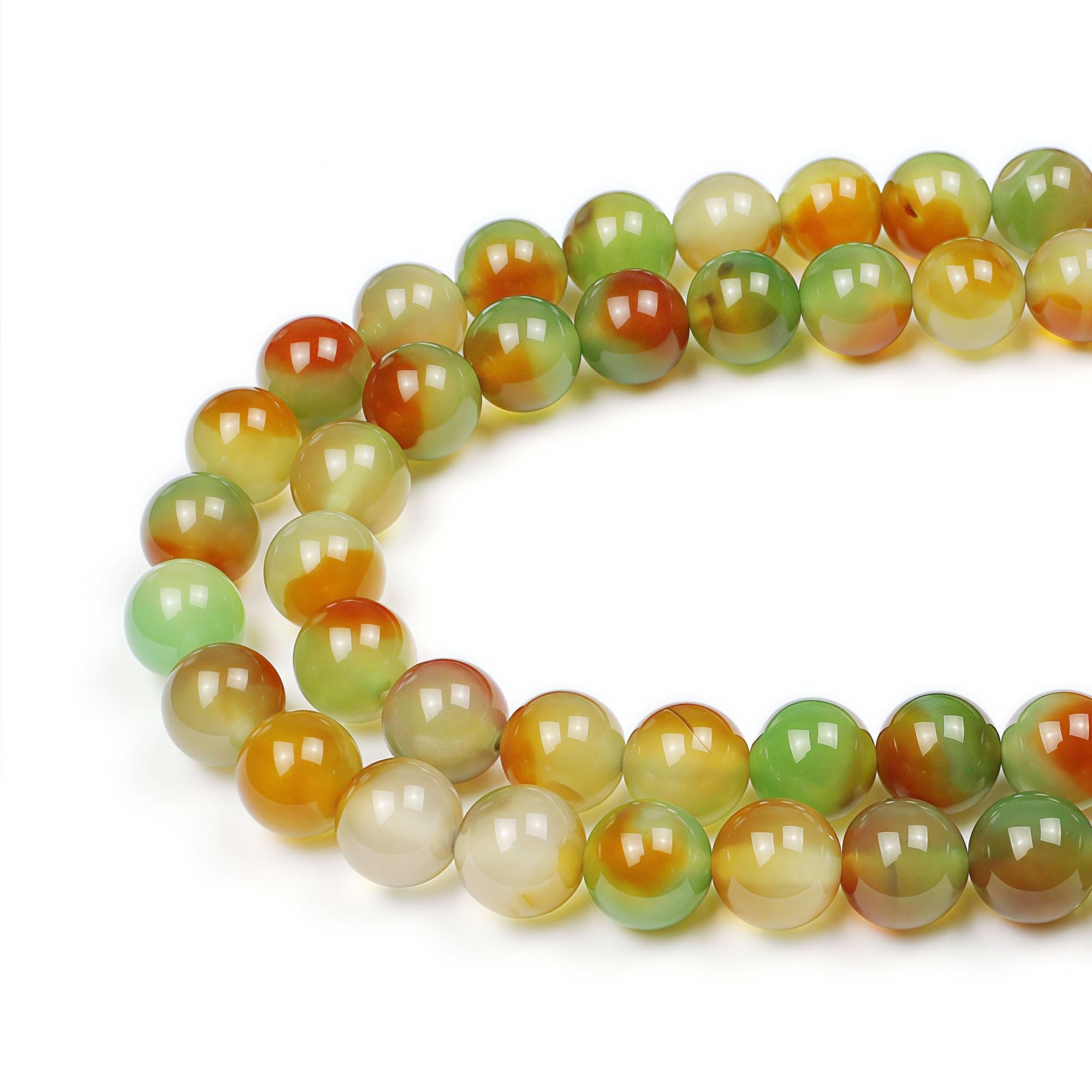 MJDCB Natural Round Stone Beads 6mm Peacock Agate Loose Gemstone Beads for Jewelry Making Bracelet Necklace 60pcs