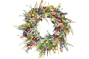 Spring Wreaths for Front Door Colorful Summer Wreath with Green Leaves Floral Easter Wreath for Front Door Home Wall Wedding 