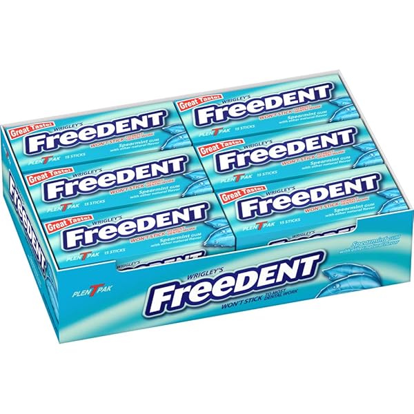 FREEDENT CHEWING GUM – WRIGLEY’S SPEARMINT FLAVORED, 12 PACK BULK GUM, 15 STICKS PER PACK