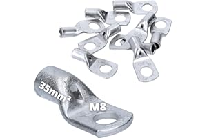 KALITEC 10 Pieces Cembre A7-M8 Tubular Cable Lug 35mm² M8 Non-Insulated Copper tin-Plated