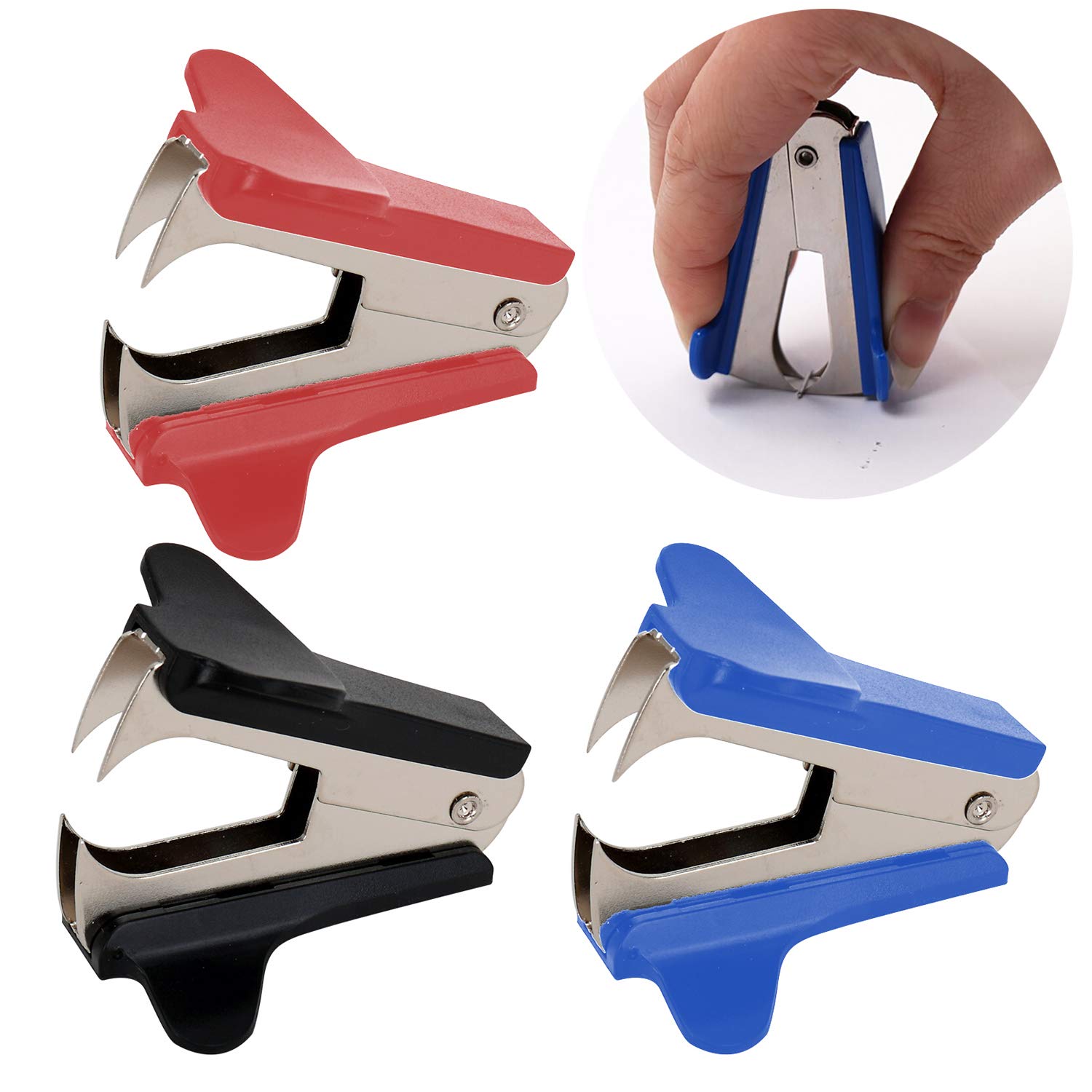 Eagle Staple Remover,3 Pack Professional Eagle Staple Remover with Steel Jaw Mini Staple Puller Remover Staples Removal Tool for School Office Home Random Colors