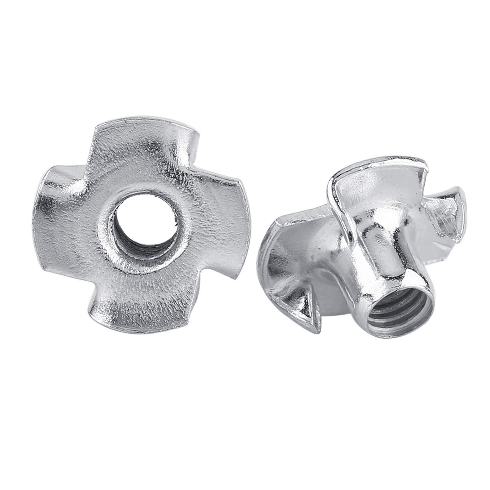 T Nut Set M6 Four-Pronged Tee Nuts Zinc Plated Carbon Steel Threaded Inserts Industrial Hardware for Woodworking Furniture or Rock Climbing Holds