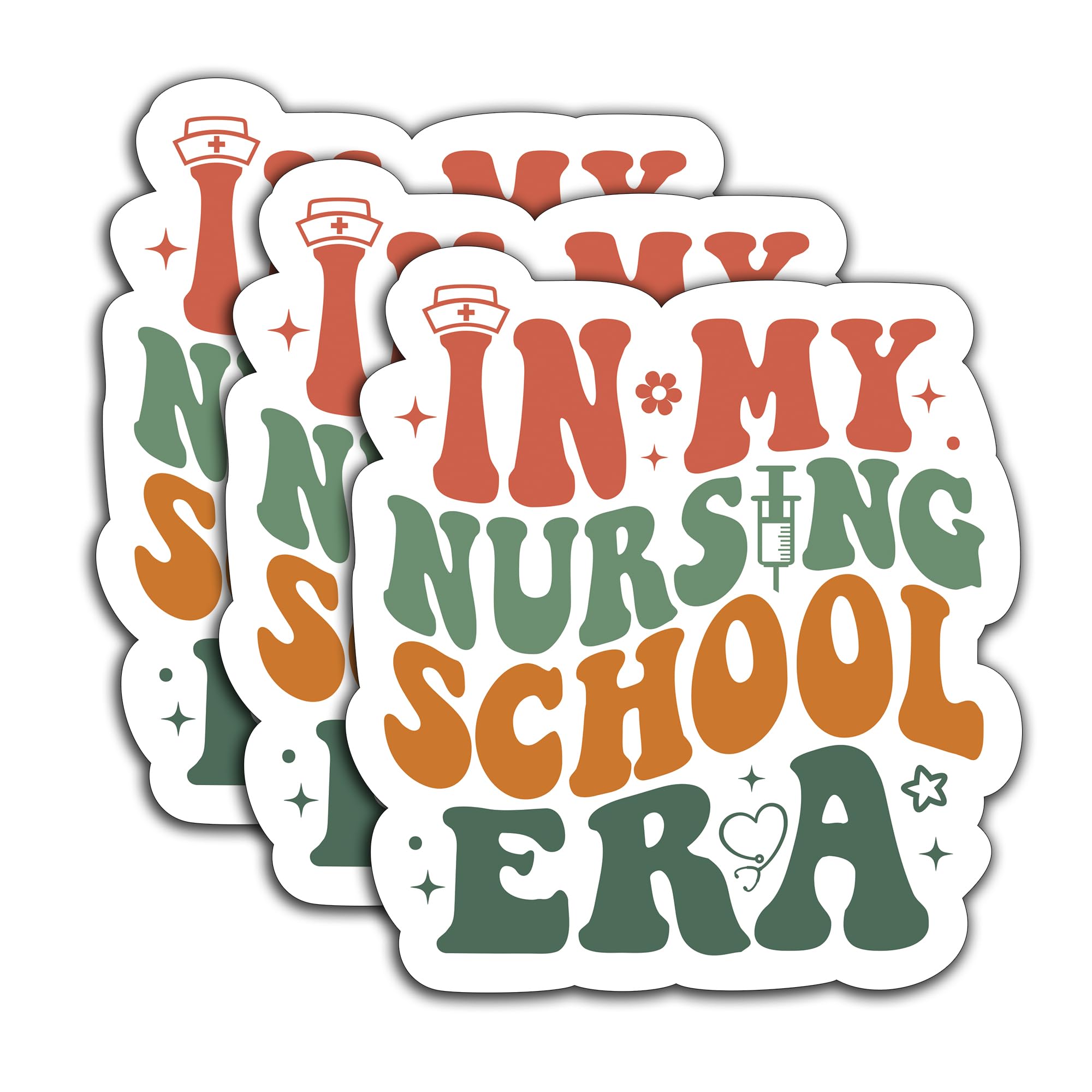 Photo 1 of (3Pcs) in My Nursing School Era Sticker Funny Future Nurse Nursing School Stickers Waterproof Vinyl Decal Decorate for Books, Laptops, Tumblers, Cups, Gifts for Nursing Student 3 x 2.7 Inch 4 pack