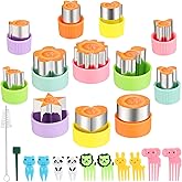 24 Pcs Vegetable Cutter Shapes Set, Cute Fruit Shape Cutters, Food Cutters for Kids Lunch, Cookie Stamps, Mini Cookie Cutters with Cartoon Animals Food Picks for Kids Baking and Lunchbox