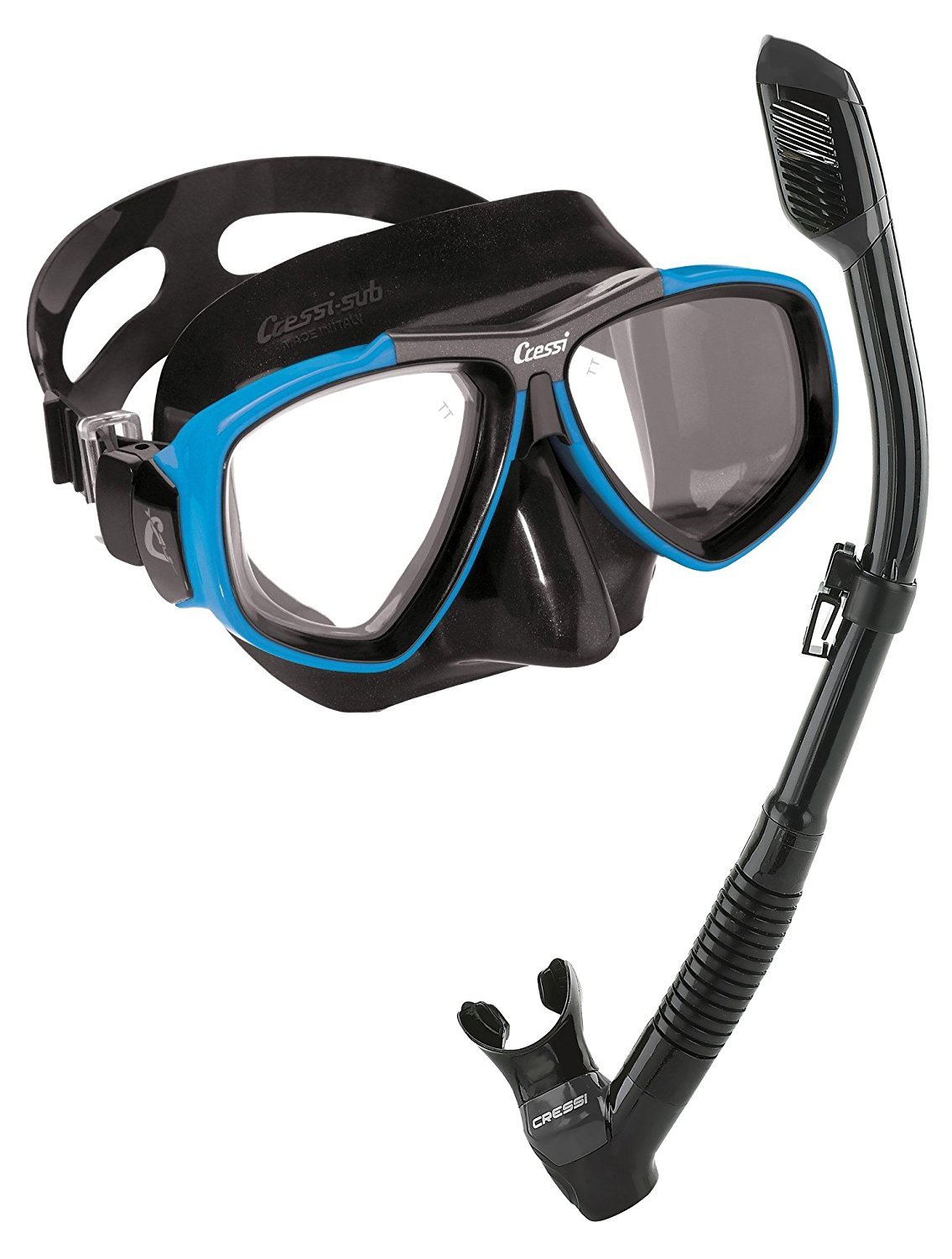 Cressi Focus Snorkeling Dive Mask with 100% Dry Snorkel Set