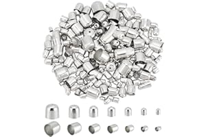 PH PandaHall 345pcs 7 Sizes Metal Cord End Cap Platinum End Caps Leather Ends Caps Suede Fiber Crimps End Beads Caps Cord Lock Bead End Cap for DIY Crafts Tassel Necklace Making Supplies 5-12x4-12mm