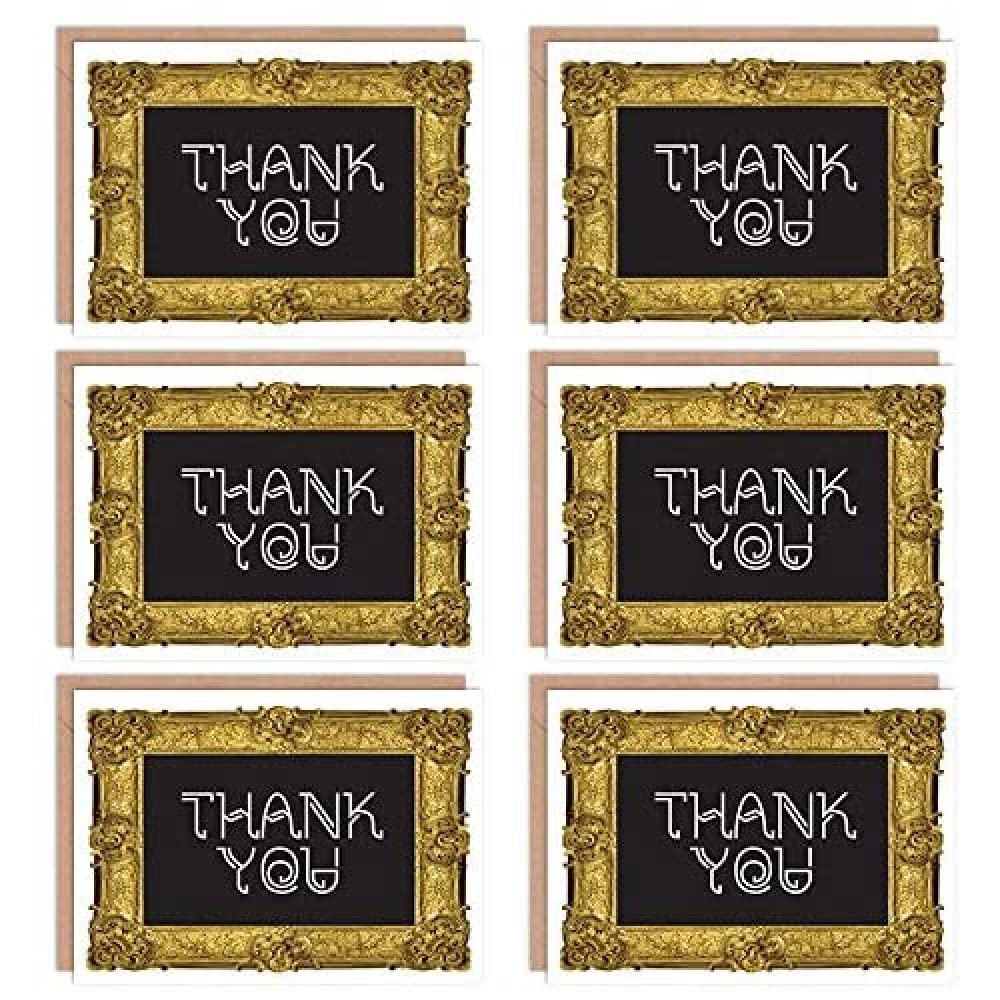 Wee Blue Coo Thank You Cards 6 Pack - Blackboard Teacher Gold Frame Set Cards