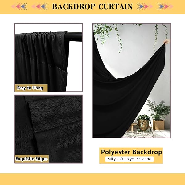 TOAOFY BLACK BACKDROP CURTAINS BLACK CURTAINS FOR BACKDROPS CURTAIN BACKDROPS HOME DECORATION PHOTOGRAPHY VIDEO STUDIO PROPS 10X12FT TAYHQ002