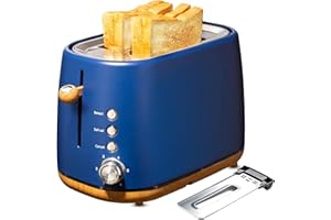 2-Slice Toaster Oven with Wide Slots – Stainless Steel Compact Toaster, 6 Browning Settings, Reheat & Defrost, Removable Crum