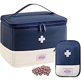 HSOOVZN Medication Organizer Storage Bag,Large Capacity Portable Pill Bottle Organizer with Hand, Empty First Aid Kit for Home and Travel