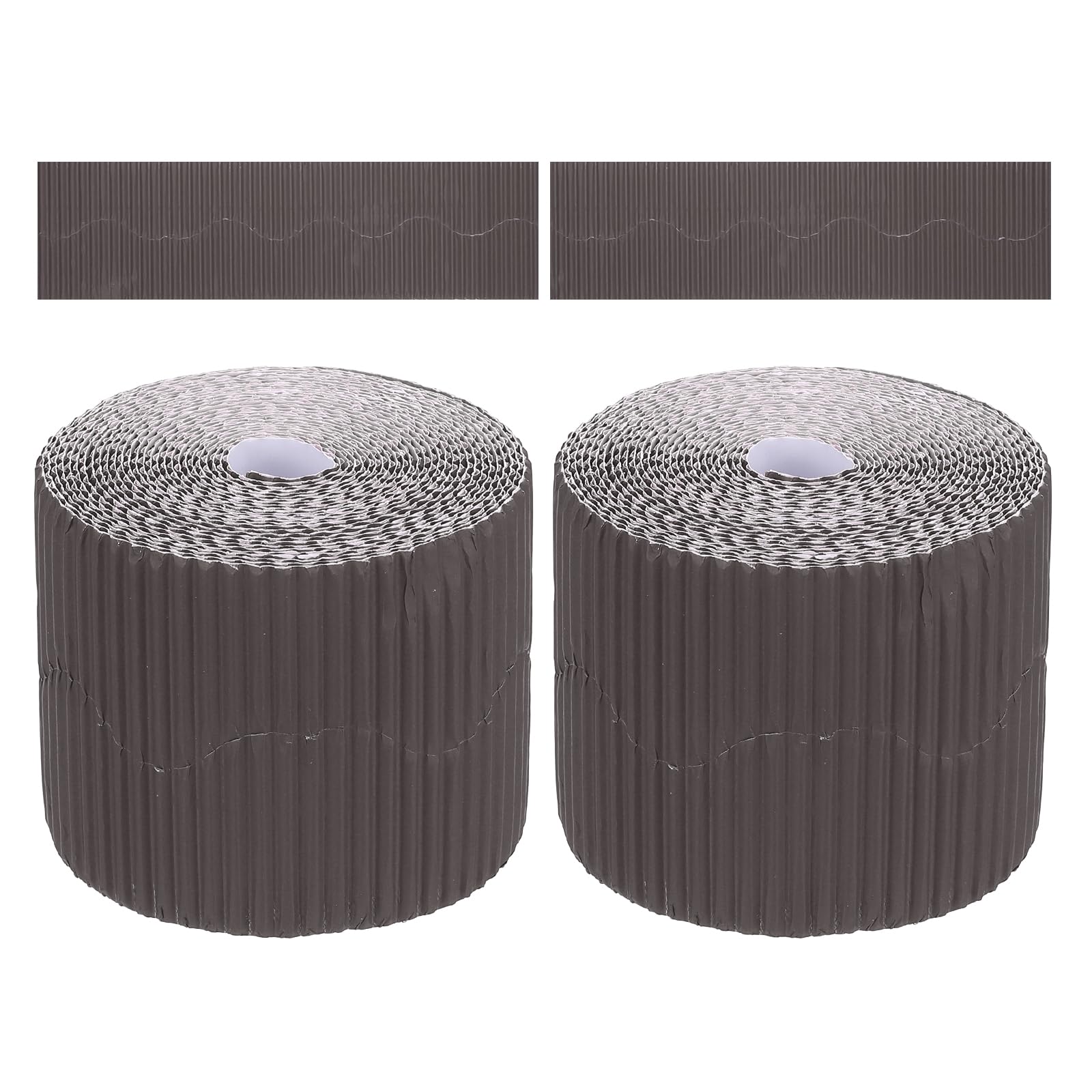 PATIKIL 3.9inch x 78.7ft Bulletin Board Border, Scalloped Trim Paper Corrugated Decorate Border for Locker Classroom Decor Black White Cork Poster Boards, Brown (1mm)