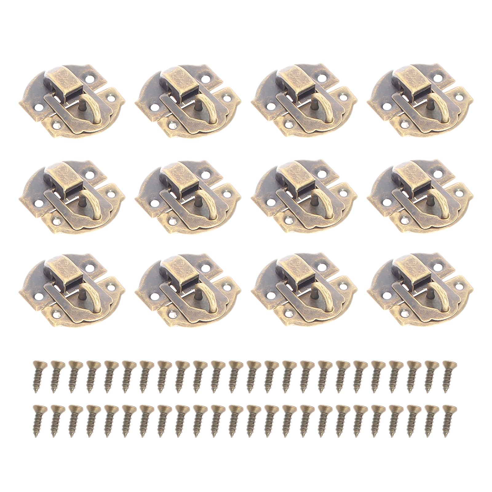 Dophee 12PCS Antique Toggle Catch Latch Clasp, Retro Box Latch Brass Decorative Hasp Latch Lock with Screws for DIY Jewelry Tool Boxes Suitcase Cabinets Handicraft Boxes