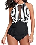 Tempt Me Women One Piece Swimsuits Blue White