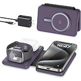 Wireless Charger iPhone - 3 in 1 Charging Station for Apple Devices for iPhone 17 16 15 14 13 12 Pro Max Plus - Foldable Magnetic Charging Pad for Apple Watch Series &amp; Airpods Series