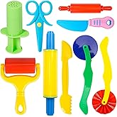Dough Tool Kit,9 Pcs Basic Dough Tools Starter Set for Kids Includes Cutters Roller, Rolling Pins, Safety Scissors,Dough Extr