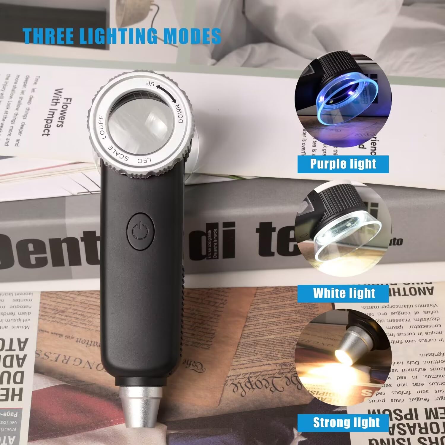 30X Jewelry Loupe with 7 Light, USB Rechargeable Foldable Handheld Magnifying Glass with Jade Appraisal Flashlight for Jewelry Appraisal, Coins, Gemstones