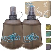 UTOBEST 150ml Soft Flask, 2 Pack Flexible TPU Hydration Water Bottle, Collapsible with 28mm Caliber for Running, Hiking, Cycling, Climbing, and Marathon Blue