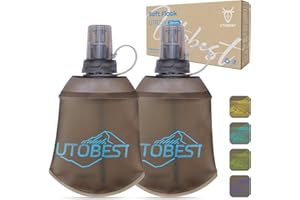 UTOBEST 150ml Soft Flask, 2 Pack Flexible TPU Hydration Water Bottle, Collapsible with 28mm Caliber for Running, Hiking, Cycling, Climbing, and Marathon Blue