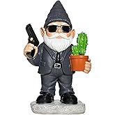 GIOMLE Gnome Decoration for Garden & Home - Professional Hitman Look Statue, Léon Inspired 8.7 Inch Resin Decor, Unique Outdoor Gift for Women/Men