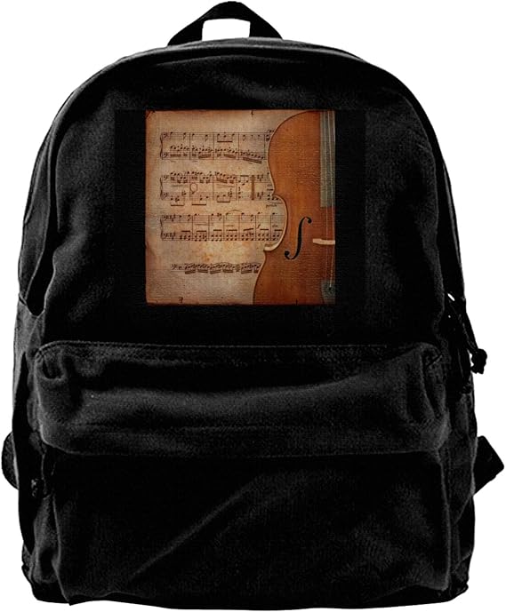 Amazon Co Jp 楽譜 五線譜柄 バイオリン柄 リュック 黒 メンズ レディース 旅行 通勤 通学 シンプル デイパック 大きめ 軽量 丈夫 カジュアル 服 ファッション小物