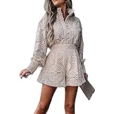 Ru Sweet Womens Lace Eyelet 2 Piece Outfit Crochet Button Down Shirt Top Shorts Set