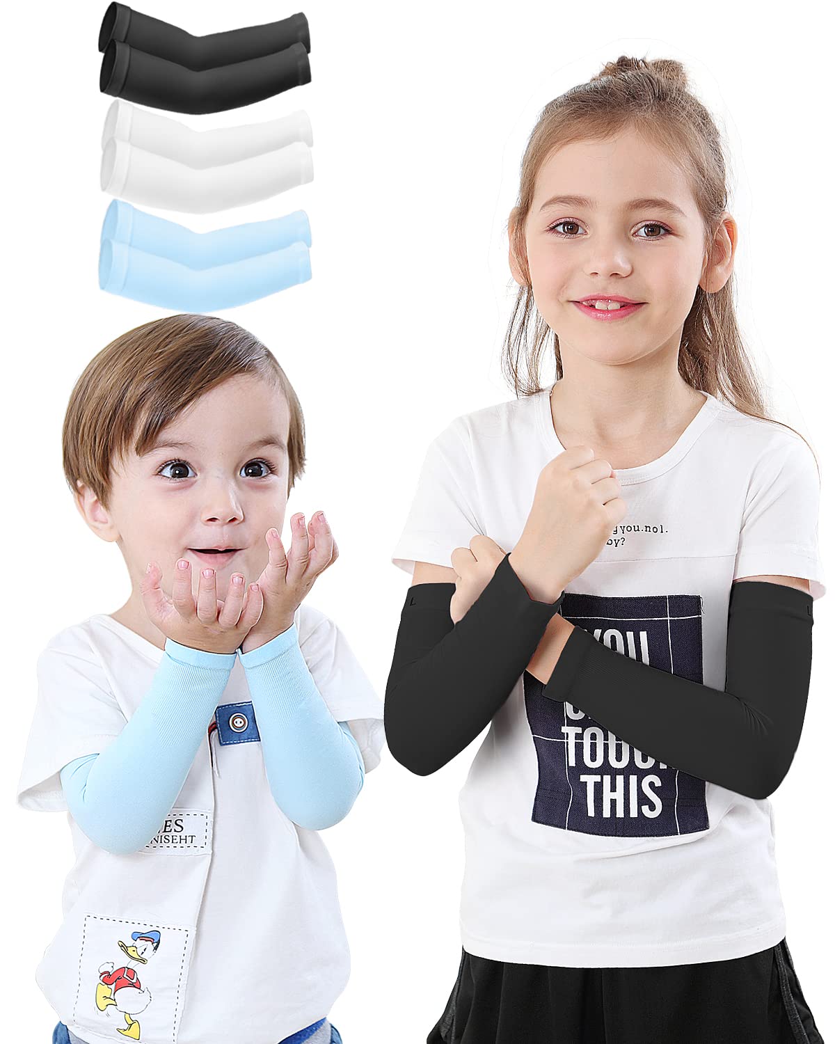 Photo 1 of Newbyinn Arm Sleeves for Kids Child Toddlers, Age 1-7, UV Sun Protection, Cooling Sleeves to Cover Arms