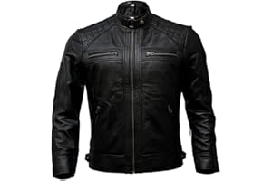ARTISTRY LEATHER Mens Genuine Leather Biker Jacket Black | Vintage Brown Distressed Lambskin Motorcycle Jackets for Men