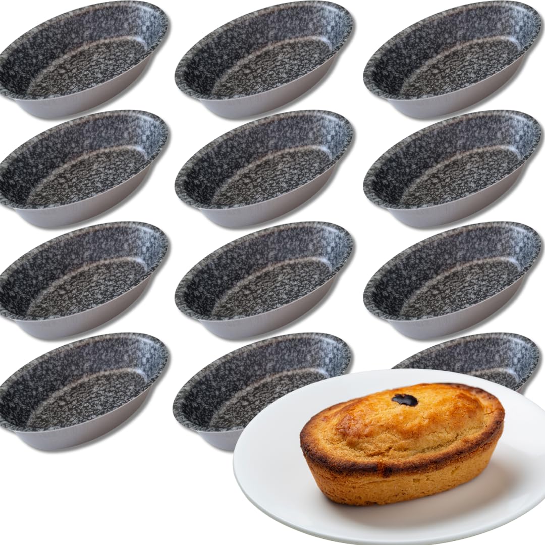 Sunrise 12 Leccesi Pastry Moulds, Non-Stick Aluminium, Oval Moulds, Made in Italy 10.5 x 7 cm, for Oven and Air Fryer (12)