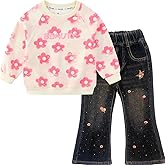 Peacolate 4-10T Spring Fall Little Big Girls 2pcs Clothing Set Tops and Jeans