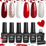 beetles Gel Polish Candy Cane Gift Set 6 Colors Glitter Red White Snow