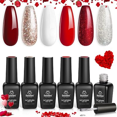 beetles Gel Polish Candy Cane Gift Set 6 Colors Glitter Red White Snow