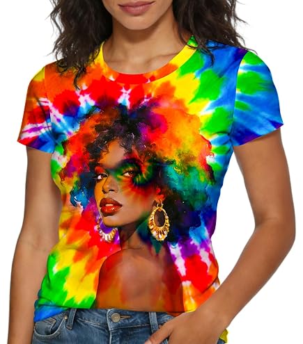 VNBNT Blue Orange Tie Dye Shirt Men 3D Print Colorful Short Sleeve