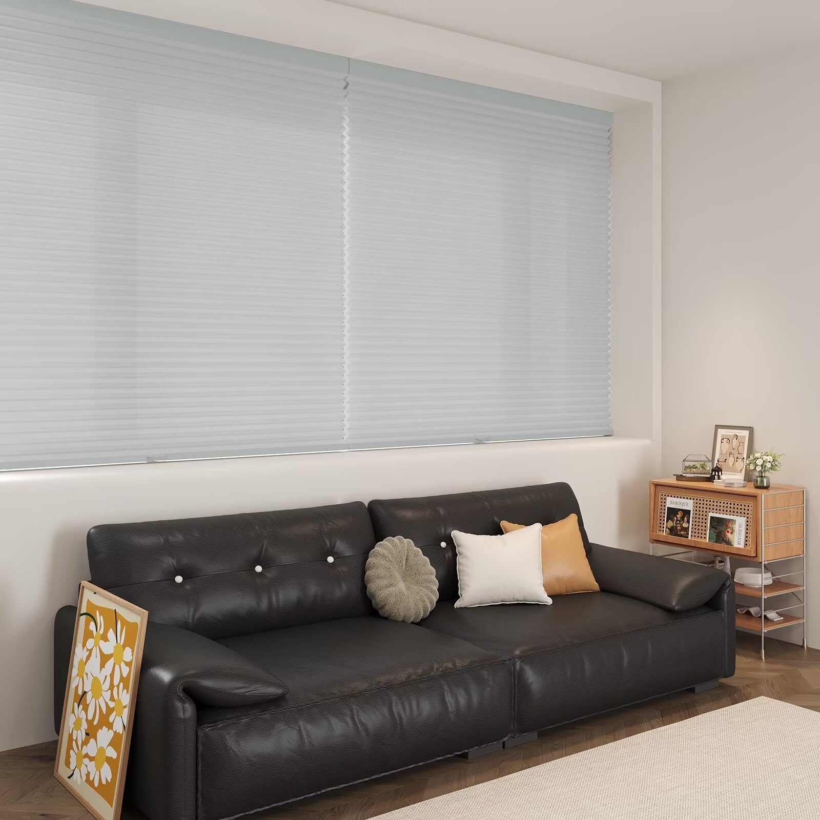 Condition photo showing New/Like New for myshade cellular shades, cordless light filtering windows blinds for bedroom, bathroom, french door,