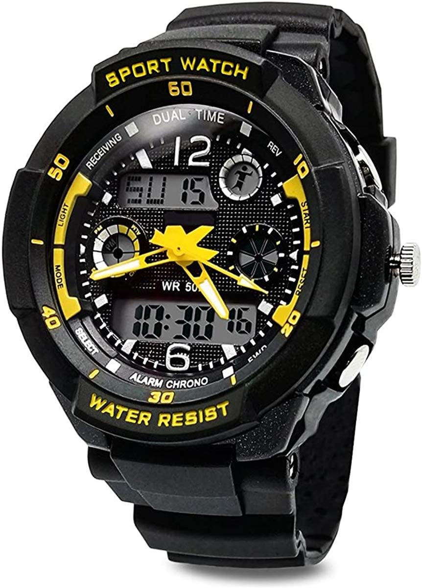 TOPCABIN Swim Watch Digital-analog Kids Teenager Boys Girls Sport Digital Watch with Alarm Stopwatch Chronograph-50m Water Proof Wristwatch Electronic Sport Watch for Boys Junior Children Light Gold