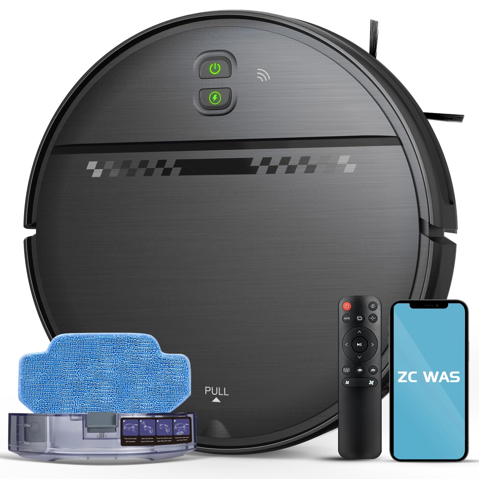 Photo 1 of ZC WAS Robot Vacuum and Mop Combo, 2-in-1 Robot Vacuum Cleaner, Perfect for Pet Hair, Hard Floor and Carpet, Anti-Bump, Anti-Fall, App, Voice and Remote Control